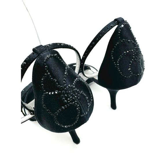 Chanel Embellished Classic Black Satin Strappy Sandals size 39.5 - Picture 6 of 11